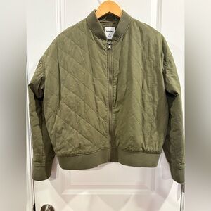 Quilted Olive Bomber Jacket